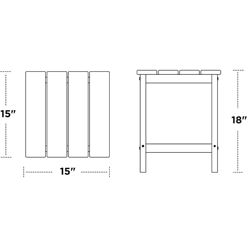 Outdoor Patio Side Table, Resists Moisture, Stains, and Fading,Hold up to 25 Pounds,Black,15
