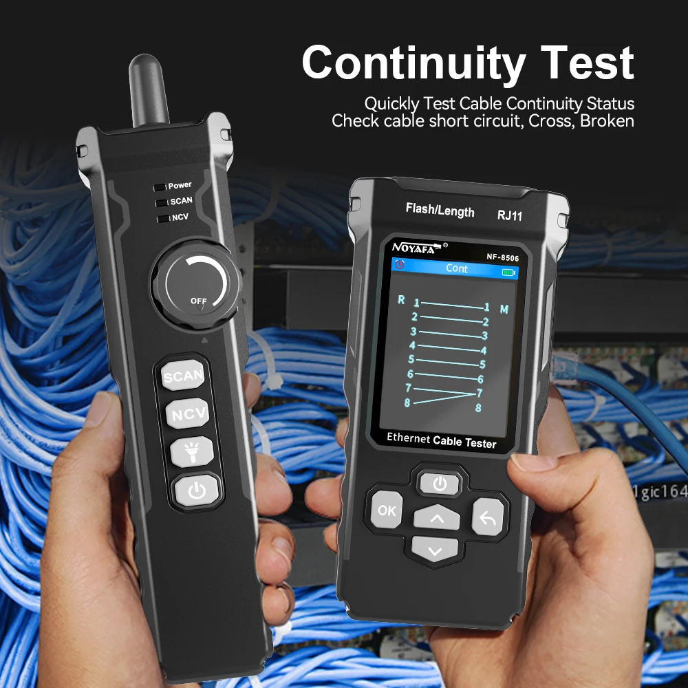 Imagem -02 - Noyafa-network Cabo Tester Nf8506 Cabo Suporte Tracker Teste ip Scan Poe Medida Comprimento Wiremap Multifunções