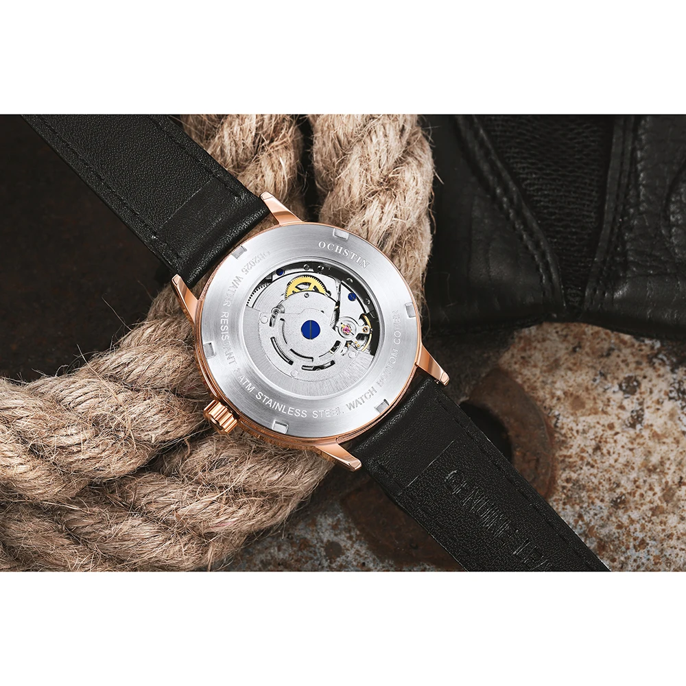 OCHSTIN Men Automatic Dress Watch Mechanical with Date Fashion Minimalist Quick Release Premium Nylon Strap Business Wristwatch