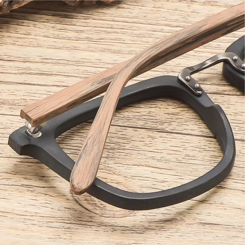 CHFEKUMEET Square Comfortable Eyeglasses Wood Fashion Male Retro Optical Prescription Glasses Frame Men Reading Myopia Frames