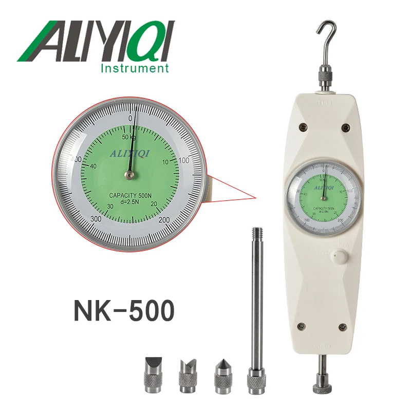 

ALIYIQI LOGO NK-500 500N Pointer Dynamometer Analog Push Pull Force Gauge Tester Meter Instruments