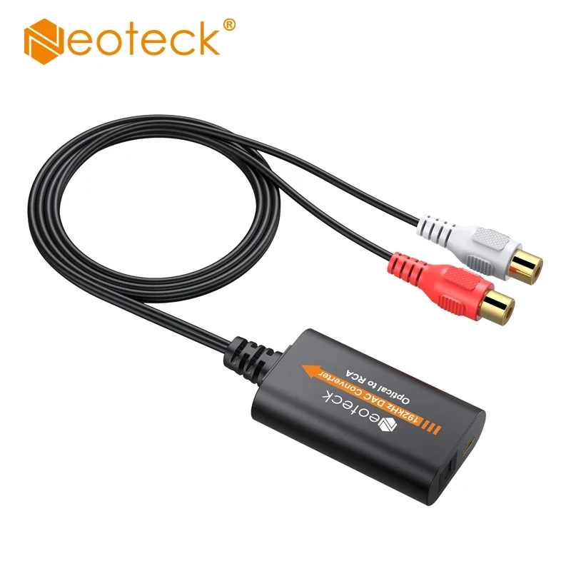 Neoteck 192kHz DAC Converter SPDIF to RCA Digital to Analog Audio Converter Optical Toslink to RCA Audio Adapter