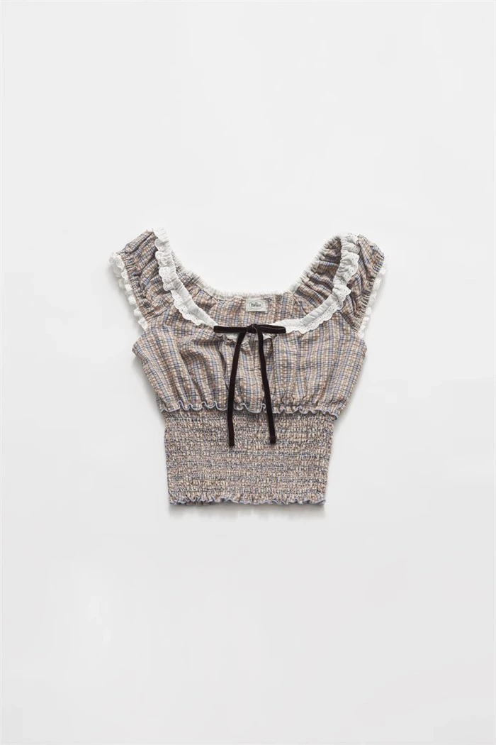 

Sweet Lace Knot oulder Bridesmaid Top PREON Early Spring New Sle Commute Sle Slim Fit Cotton ort Length
