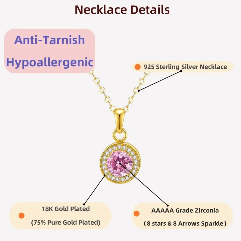 

LAMVOICE christmas gift, high quality gift, 1 carat zirconia necklace, S925 sterling silver necklace,Jewelry for women