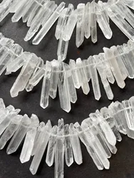 7“5inch/19cm Raw Quartz Crystal Points Beads Rough Crystal Stick Spike Point Beads