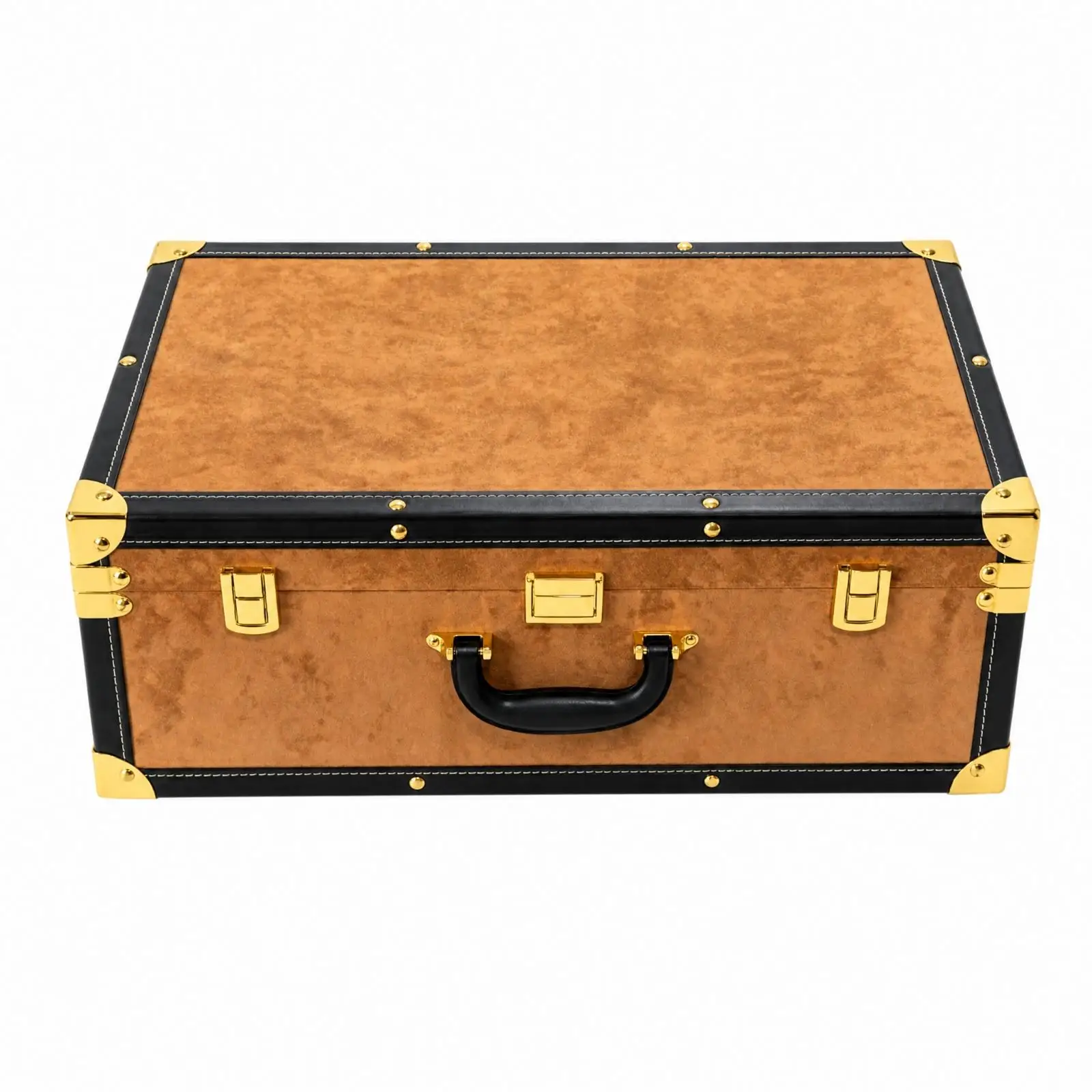 Flock-Finished Storage Box with Metal Latches Reinforced materialTextured Storage Box with Lid Portable for Wardrobe