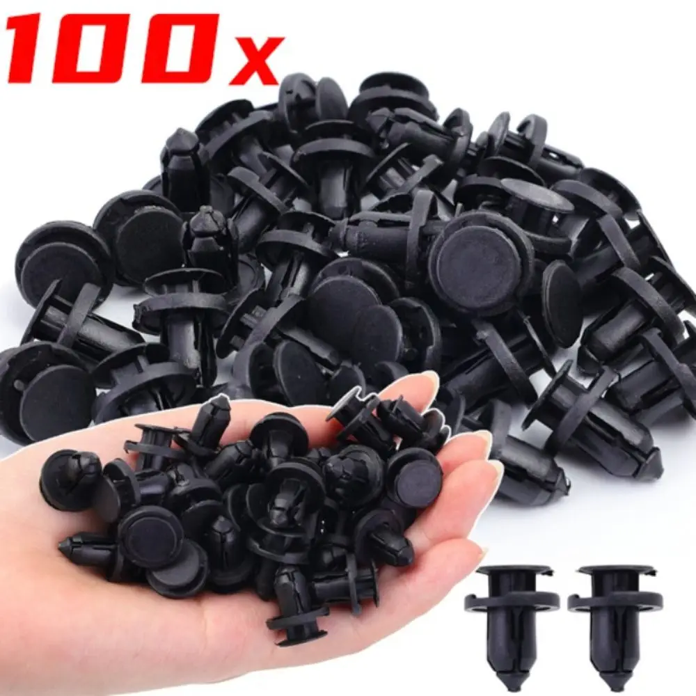 50/100Pcs 8mm Car Push Clip Fasteners Black Push Type Car Fastener Clips Snap Fit Easy Installation Panel Retainers