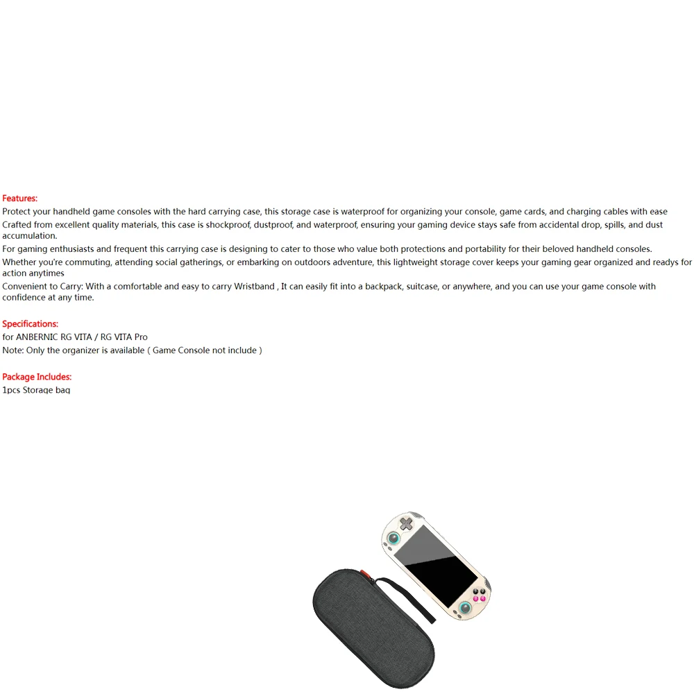 

Carrying Case for ANBERNIC RG VITA / RG VITA Pro, Portable Storage Bag with Wristband,Travel Organizer for Handheld Game Console