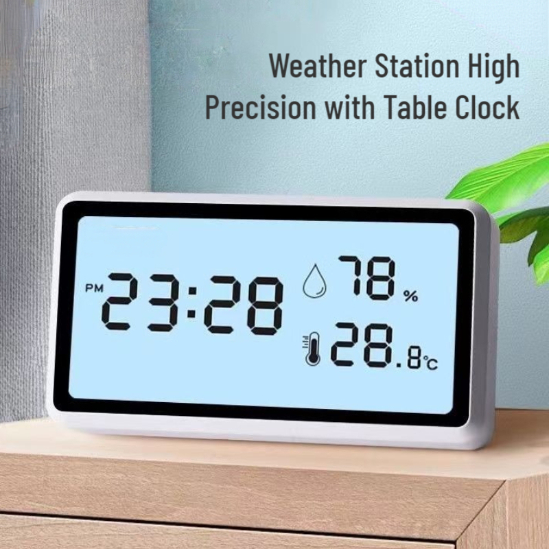  New  Electronic Thermometer Hygrometer Weather Station High Precision with Table Clock Function Mini Thermometer LCD Tools 