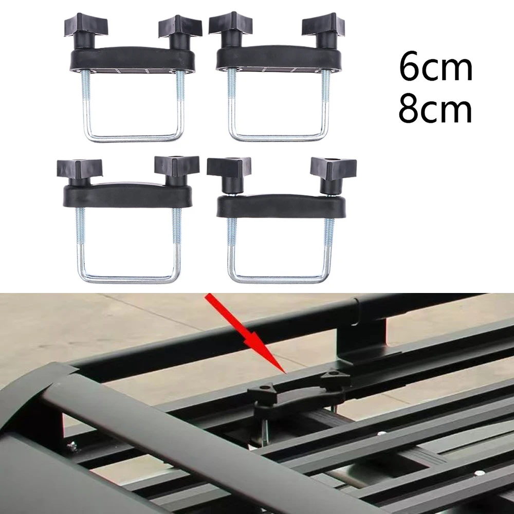 

4pcs Car Roof Rack Basket U-Bolt Clamps Mounting Fitting Kit 6/8cm Universal Bracket Luggage Rack Clip Luggage Rack Accessories