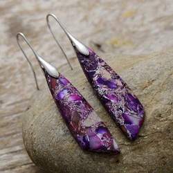 2Pcs/set New Bohemian Natural Emperor Stone Women's Earrings Popular Jewelry Accessories Wholesale