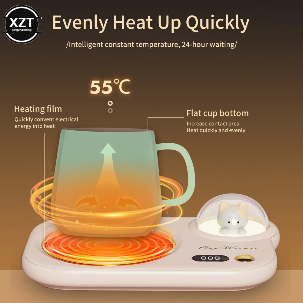 Hot sale Cute Cup Warmer Heat Beverage Mug Mat Keep Drink Warm Heater Heating Coaster Pad for Coffee Milk Tea 220V 20W 3 Gear