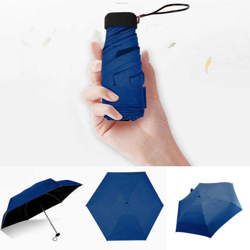 Umbrella Sun Rain Women Flat Lightweight Umbrella Parasol Folding Sun Umbrella Mini Umbrella Small Size Easily Store Parasol