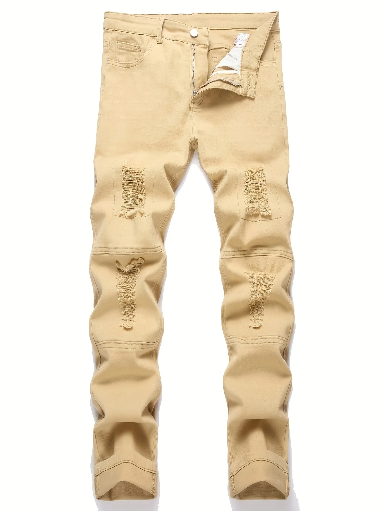 Men's Ripped Denim Jeans High Stretch Pants Slim Fit Skinny Trousers Casual Fashion Distressed Hole Jeans for Men