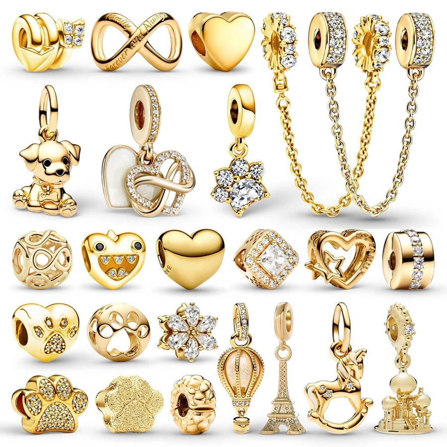 

Набор для создания украшений своими руками: Сверкающие золотые шармы, цепочка безопасности, бусины с отпечатком лапы питомца, символы «Навсегда и всегда» и «Бесконечность», подходят для оригинальных браслетов-змейок