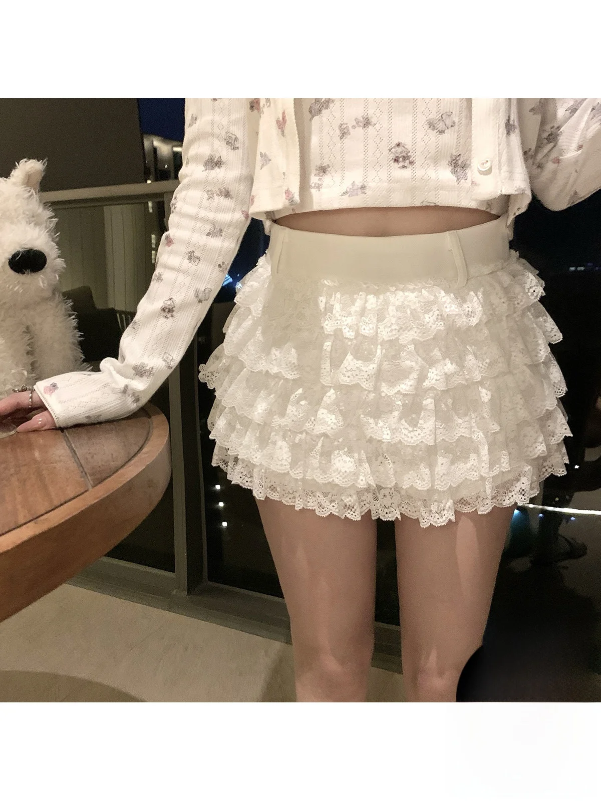 

Юбка Kubiliv ручной работы с кружевной отделкой, А-силуэт, с высокой талией, многослойная, балетная, с пятью слоями, расклешенная