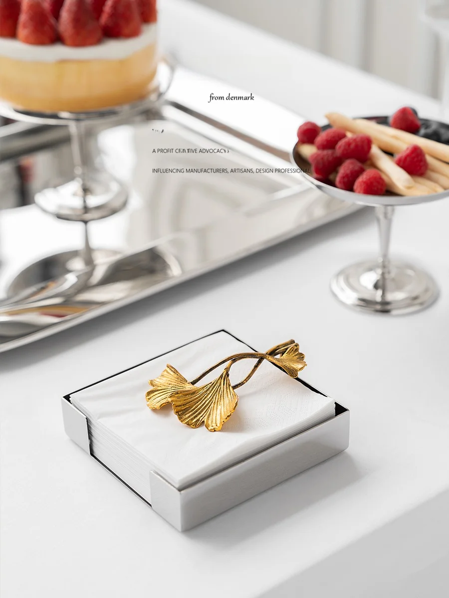 

Nordic Simple Hotel Restaurant Commercial Fixed Square Napkin Box Luxury Tissue Box Stainl Steel European Sle Rectangular