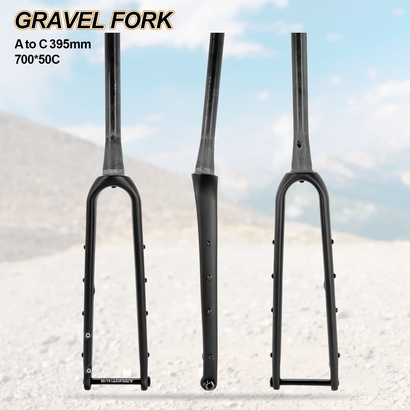 GVF306 Carbon Gravel Bike Fork 160/180mm Disc Brake Compatible with 700x50C Tires Fully Internal Cable Routing Offset 45/50mm