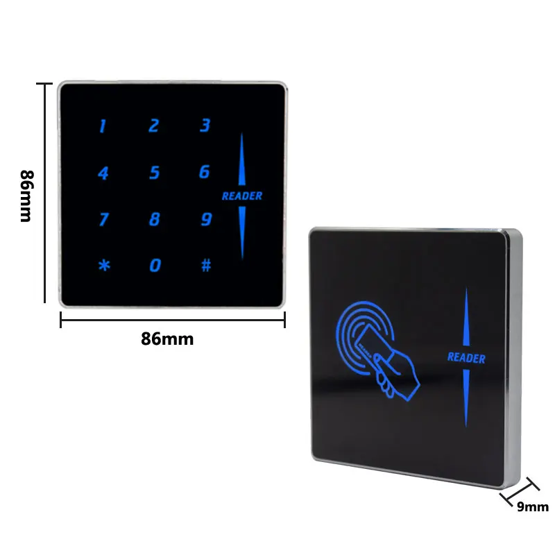 Ultra thin Metal RFID reader 125K wiegand26/34 output touch keypad used for Access Control's reader
