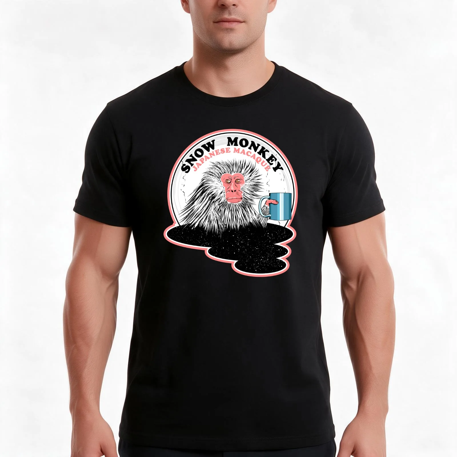 Japanese Macaque Snow Monkey T-Shirt Summer Casual Cotton Tee Oversized Streetwear Tops Vintage Graphic Print 100% Cotton