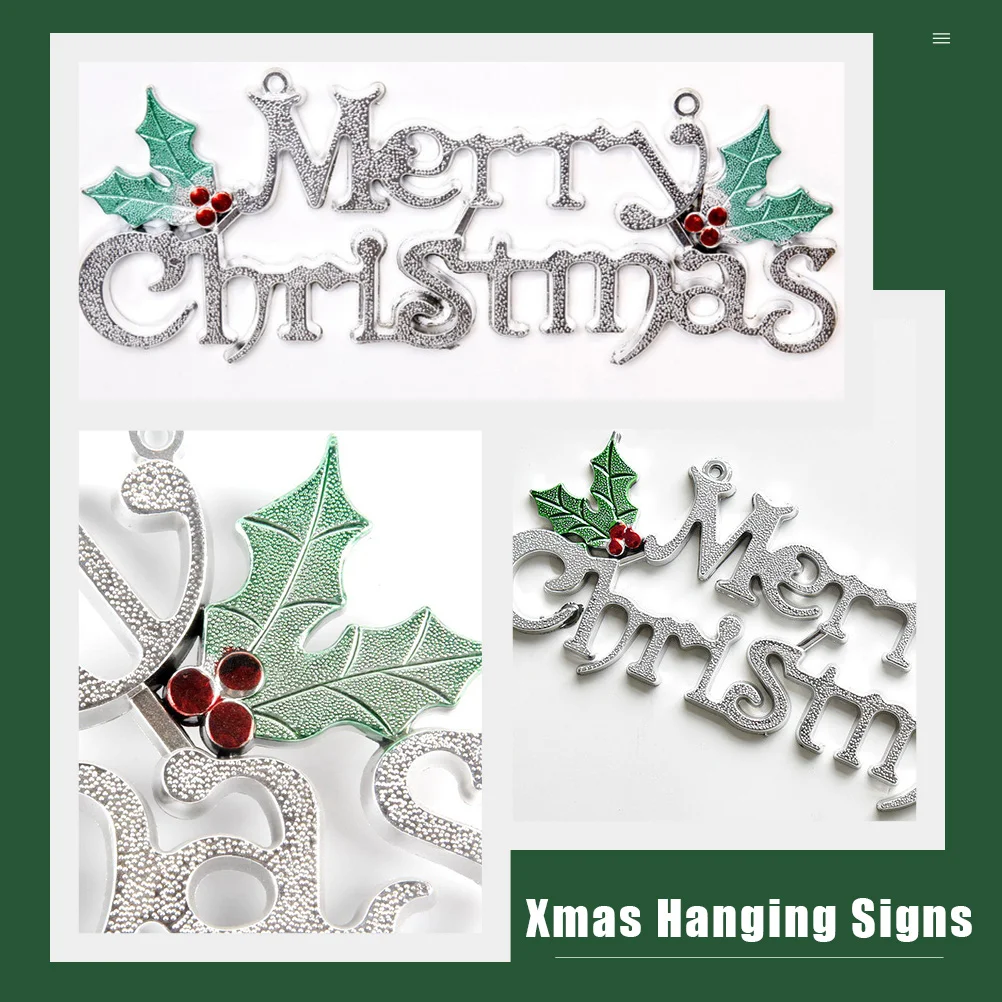 12 Pcs Christmas Letter Door Xmas Pendant Hanging Board Garland Plastic Sign Tag Retro Decor Tags Merry Accessories