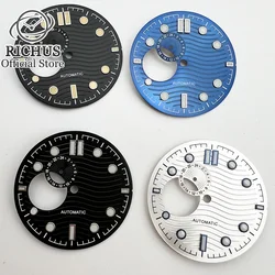 31mm Black/White/Blue Water Ripple Skeleton Deep press pattern Dial fit replace Seiko NH39 Movement Watch Accessories Parts