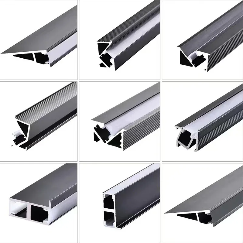 LED Slotted Embedded 45 Degree Oblique Light Wardrobe Wine Recessed Invisble Aluminum Profile Bar Cabinet Channel Diffuser