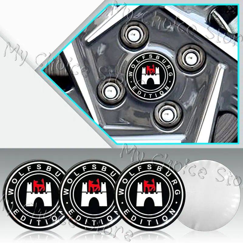 4Pcs 56mm Aluminum Wolfsburg Edition Logo Car Styling Wheel Center Hub Caps Sticker For Golf MK4 MK5 MK6 Touareg Beetle Passat