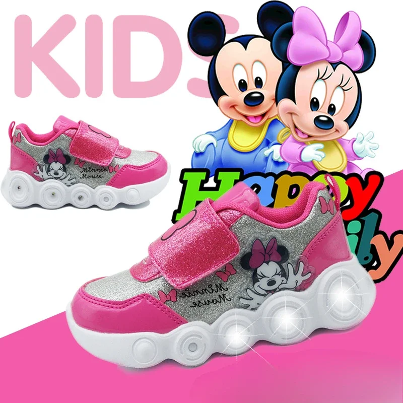 Disney cartoon Minnie Mickey Mouse light cute Casual shoes soft sports shoes for kids gift EU size 26-33