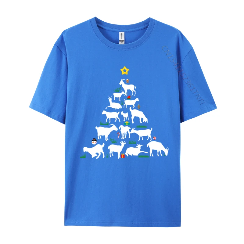 Goat Christmas Tree Apparel Goat Christmas T-Shirts New Arrival Mens T Shirt Cotton Black Tops Shirts Gift