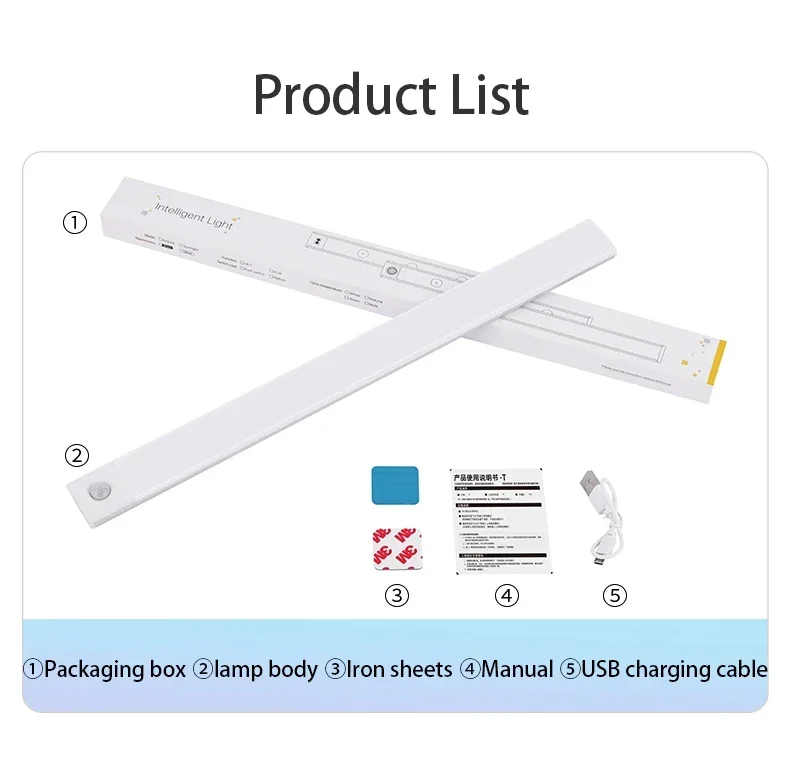 LED Bar Light Motion Sensor USB Rechargeable Led Night Light for Kitchen Wardrobe Cabinet Lighting 30cm/40cm/50cm Cabinet Light