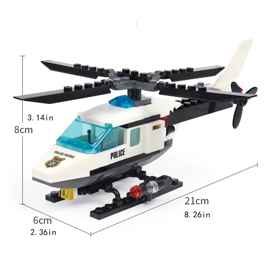 102 قطعة هليكوبتر الشرطة اللبنات الإبداعية لتقوم بها بنفسك سلسلة شرطة المدينة الأولاد الطوب لعب هدايا الأطفال