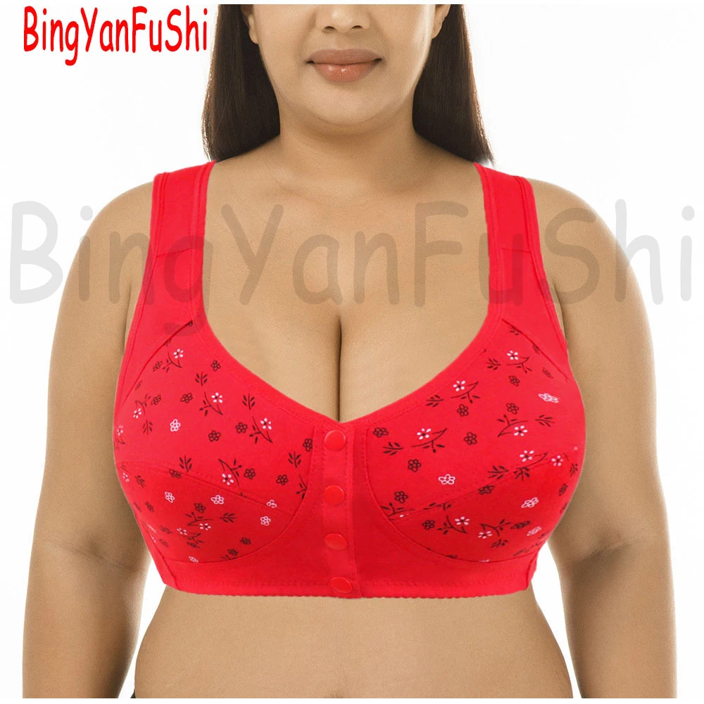 Front Closure Cotton Bras Women Big Bust Camisole Bra Underwear Female Soft Lingerie 36 38 40 42 44 46 48 50 52/120 B C Cup Y01