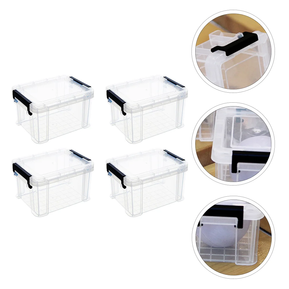 

5 Pcs Mini Storage Bin Bins Clear Tote Bags Sundries Organizer Plastic Containers with Lids Clothes Small Case