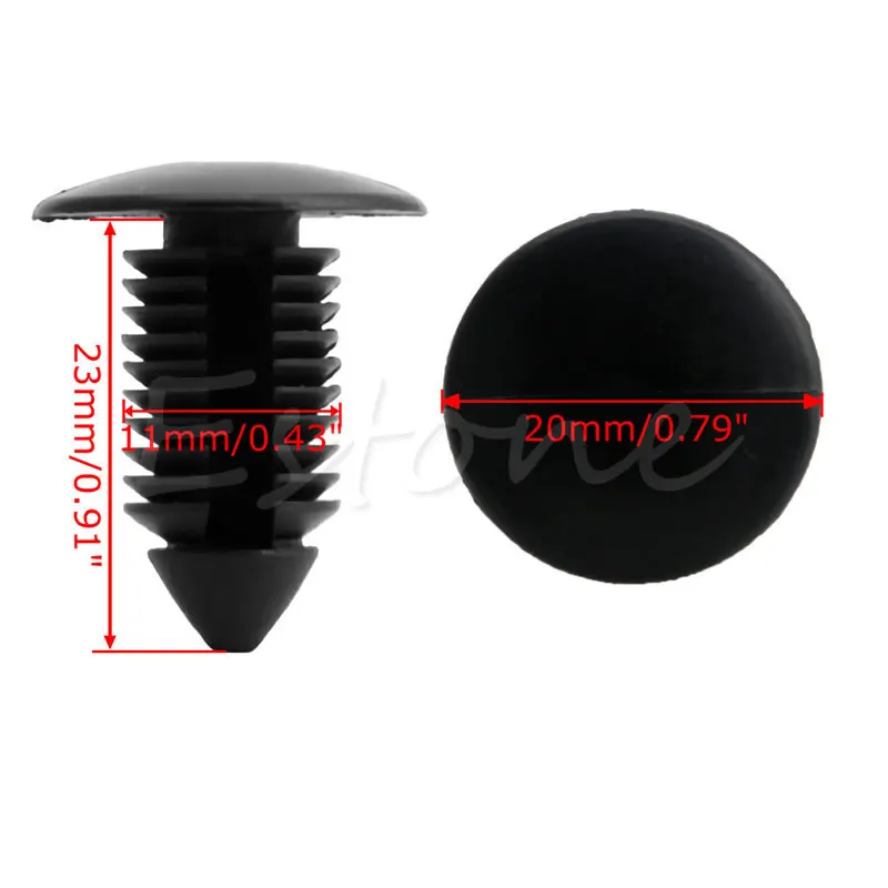 QILEJVS 20Pcs 11mm Car Hole Plastic Black Door Bumper Fender Rivet Push Clips Fasteners