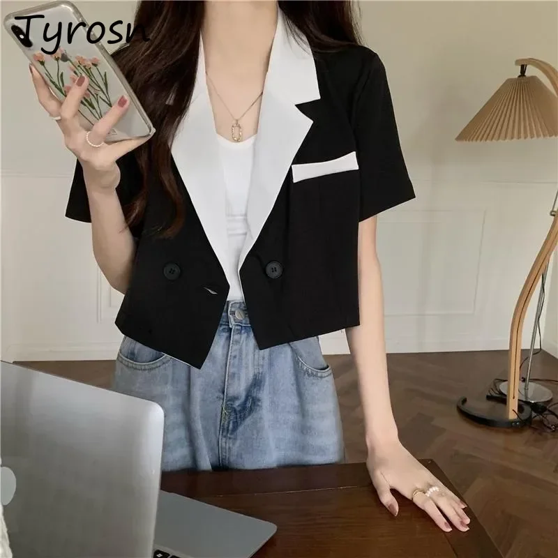 Korean Style Blazers for Women Loose Single Button Design Notched Students Spring Summer Clothing All-match Fashion Niche Simple