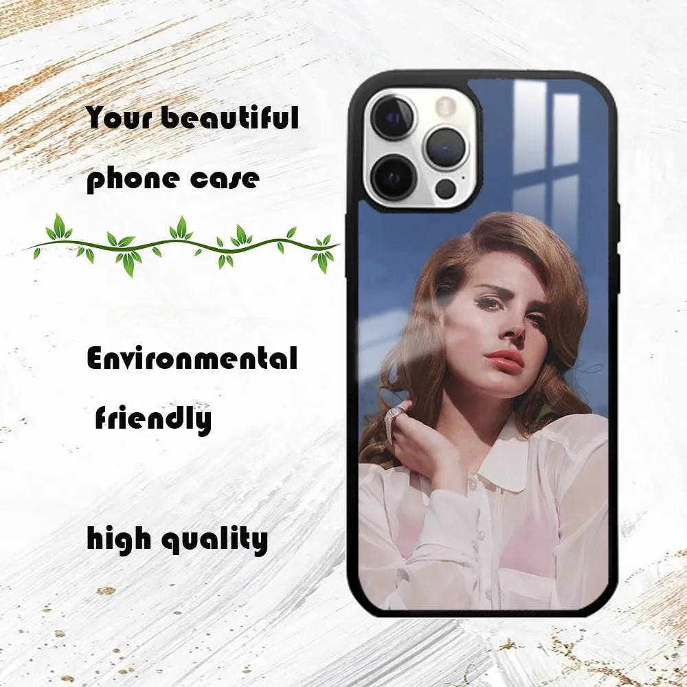 L-Lana D-Del Reys Singer Kraft Phone Case For iPhone 16 15 14 13 12 11 Pro Max Plus Mini PC Fashion mirror phone case