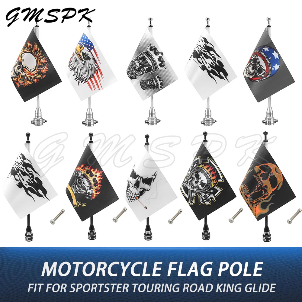 

Мотоциклетный череп с флагом орла, задний крепление, багажник, боковой флагшток, подходит для Harley 48 72, Sportster Touring Road King Glide