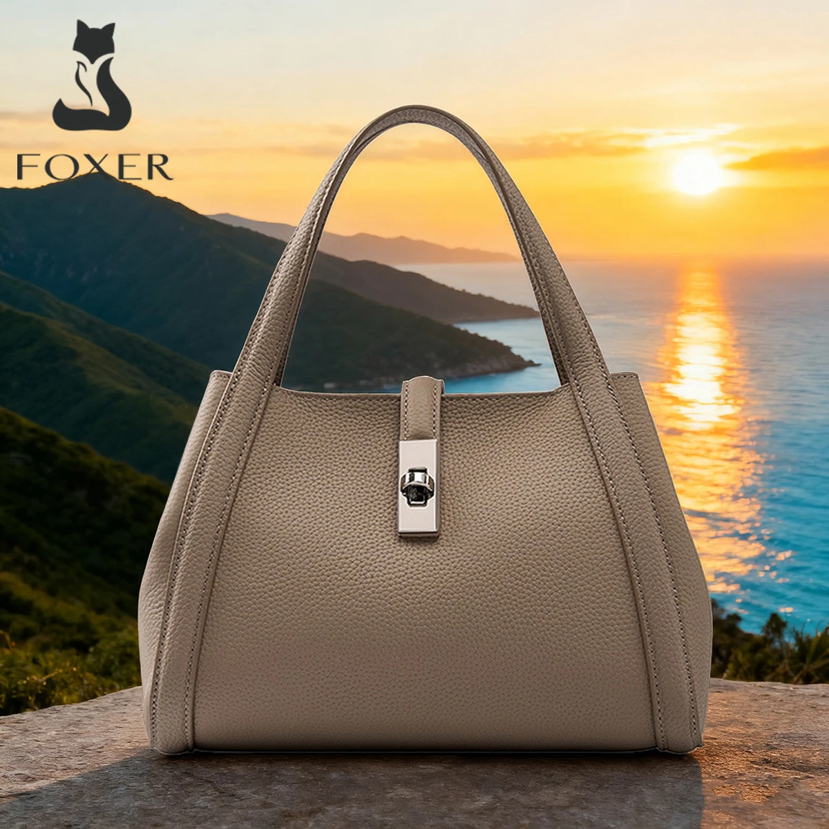 

FOXER брендовая женская сумка из коровьей кожи 2025 модная женская сумка-мешок Роскошный дизайн сумка через плечо универсальный кошелек через плечо