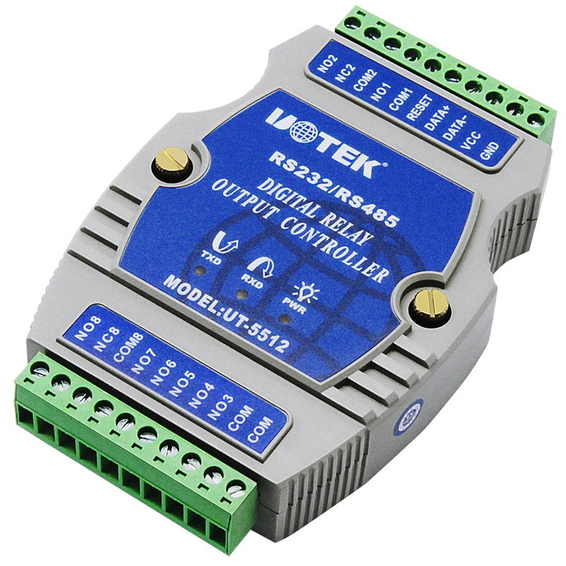 UOTEK 8 Channel Digital I/O Controller RS-485 Opto-electronic Isolation Input Relay Output IO Adapter UT-5512