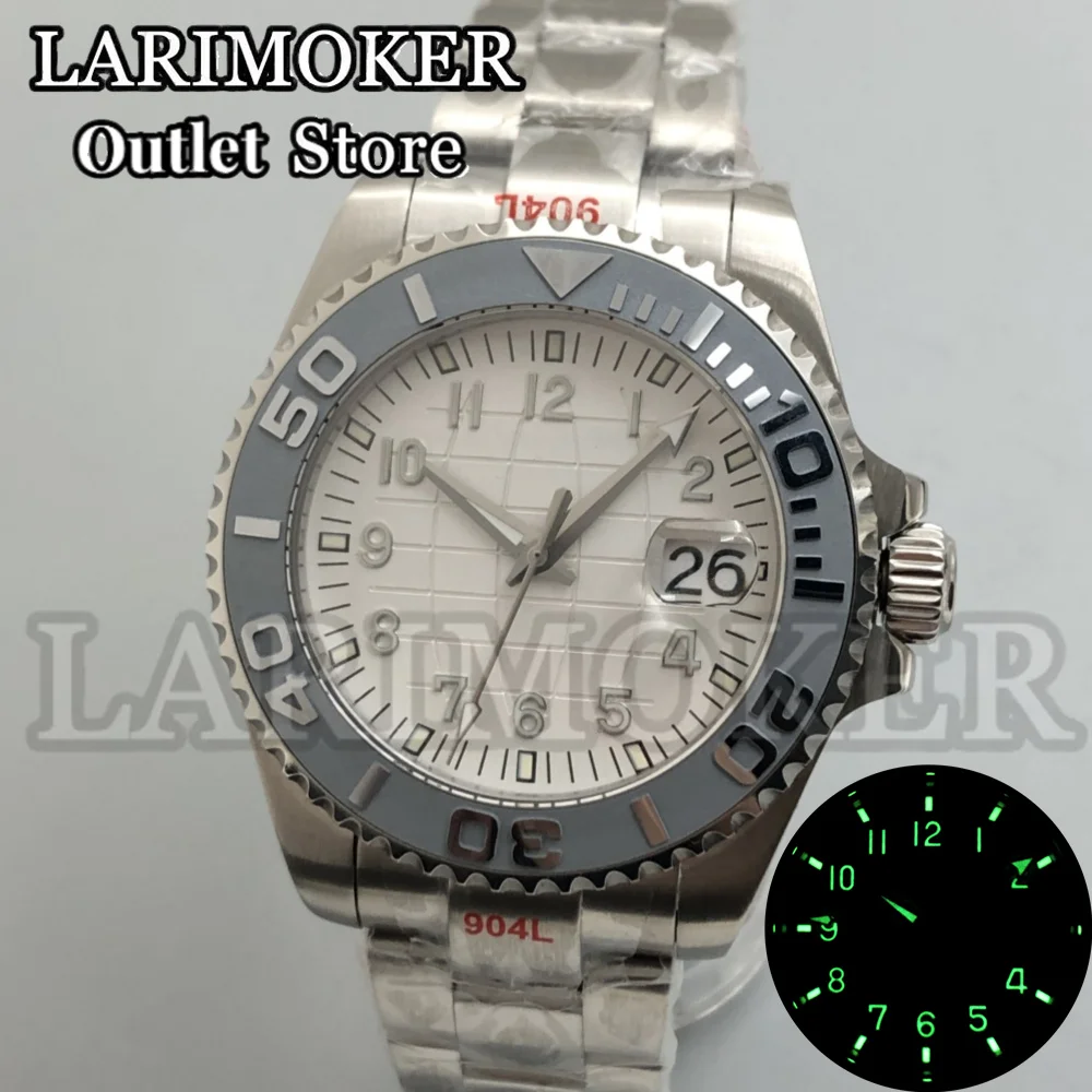 LARIMOKER new 43mm Watch White dial Luminous 24 Jewel NH35A Mechanical Men's Watch Sapphire Glass Stainless Steel Strap