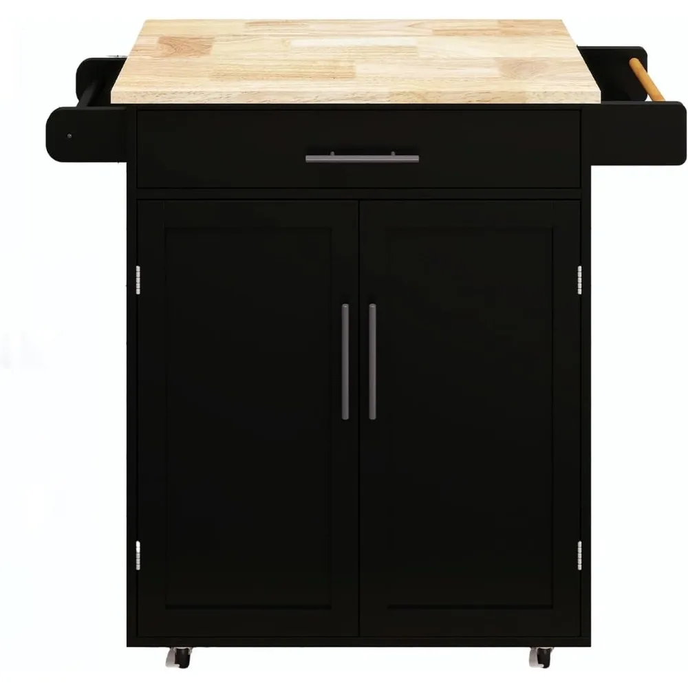 تخزين جزيرة المطبخ مع سطح طاولة، وعربة أدوات دوارة مع أدراج، وخزائن، ورف توابل، وحامل منشفة لجهاز الهاتف المحمول #1