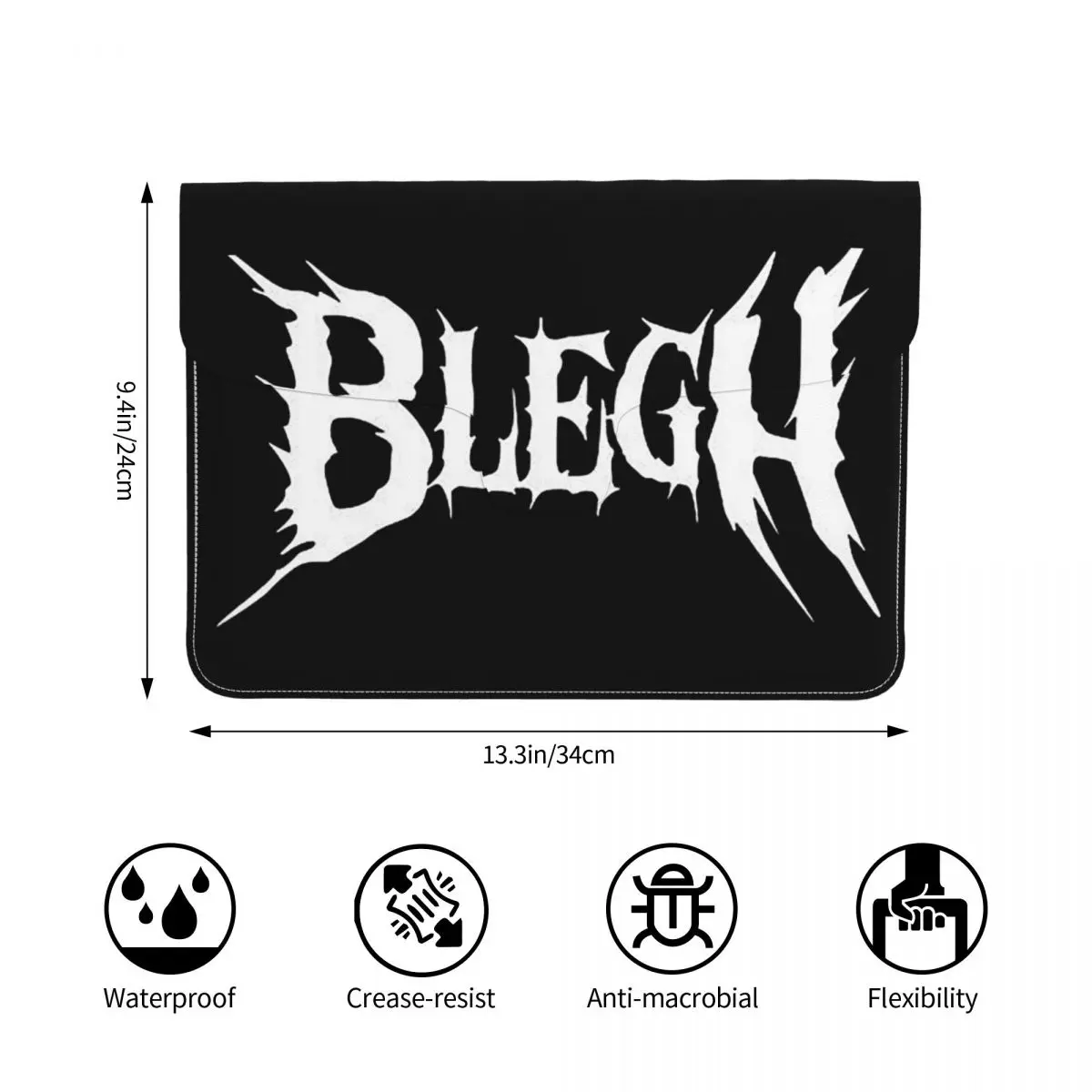Blegh Heavy Metal Metalcore Deathcore PU Leather Horizontal Laptop Sleeve Shockproof Soft Lining Notebook Case 13 Inch