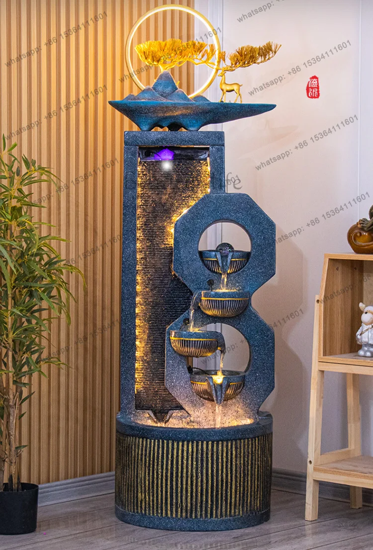 Rockery circulating water landscape modern light luxury floor fountain office living room water curtain wall decoration