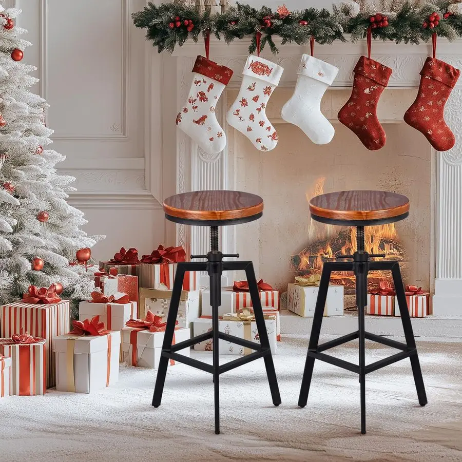 

of 2 Industrial Vintage Kitchen Bar Stools Counter Height 25.631.5inch Adjustable Stool for Pub,Kitchen,Home