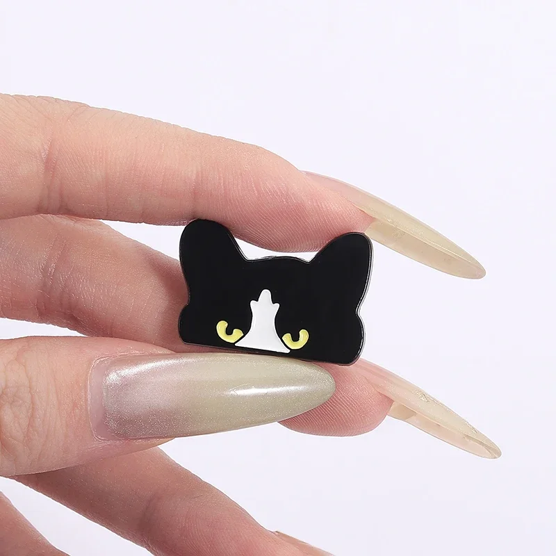 Cartoon Cute Black Peeping Cat Enamel Pins Funny Big Eyes Sneaky Cat Brooches Backpack Lapel Badge Animal Jewelry Gifts Friends