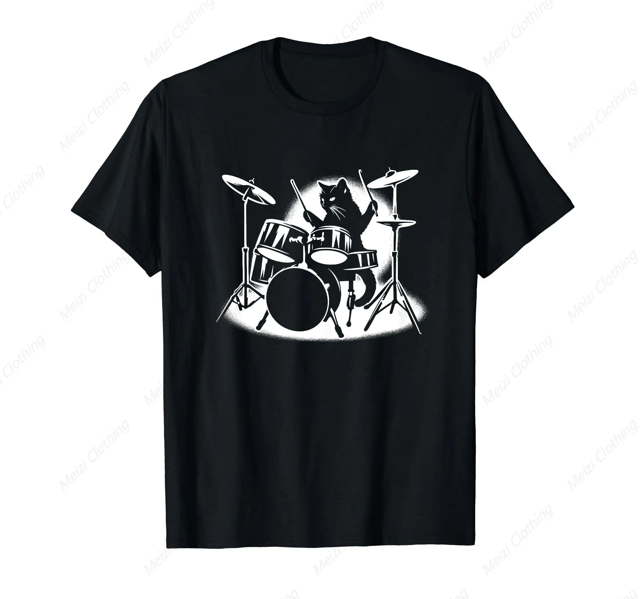 

Cat drummers drummers novelty music enthusiasts men's and women's T-shirts fun and fashionable men's cotton shirts