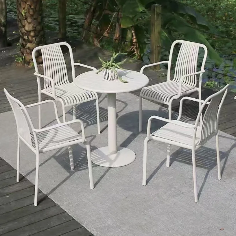 Outdoor tables and chairs courtyard open-air garden outdoor cafe terrace villa balcony all-aluminum leisure tables and chairs