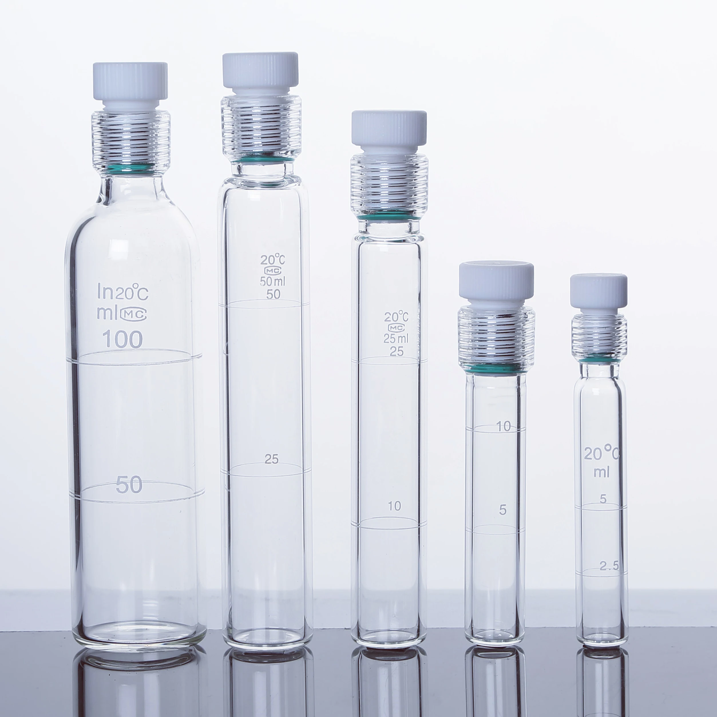 5-pin tetrafluoro screw glass pressure resistant pipe, flat bottom/round bottom colorimetric pipe, pressure resistant bottle