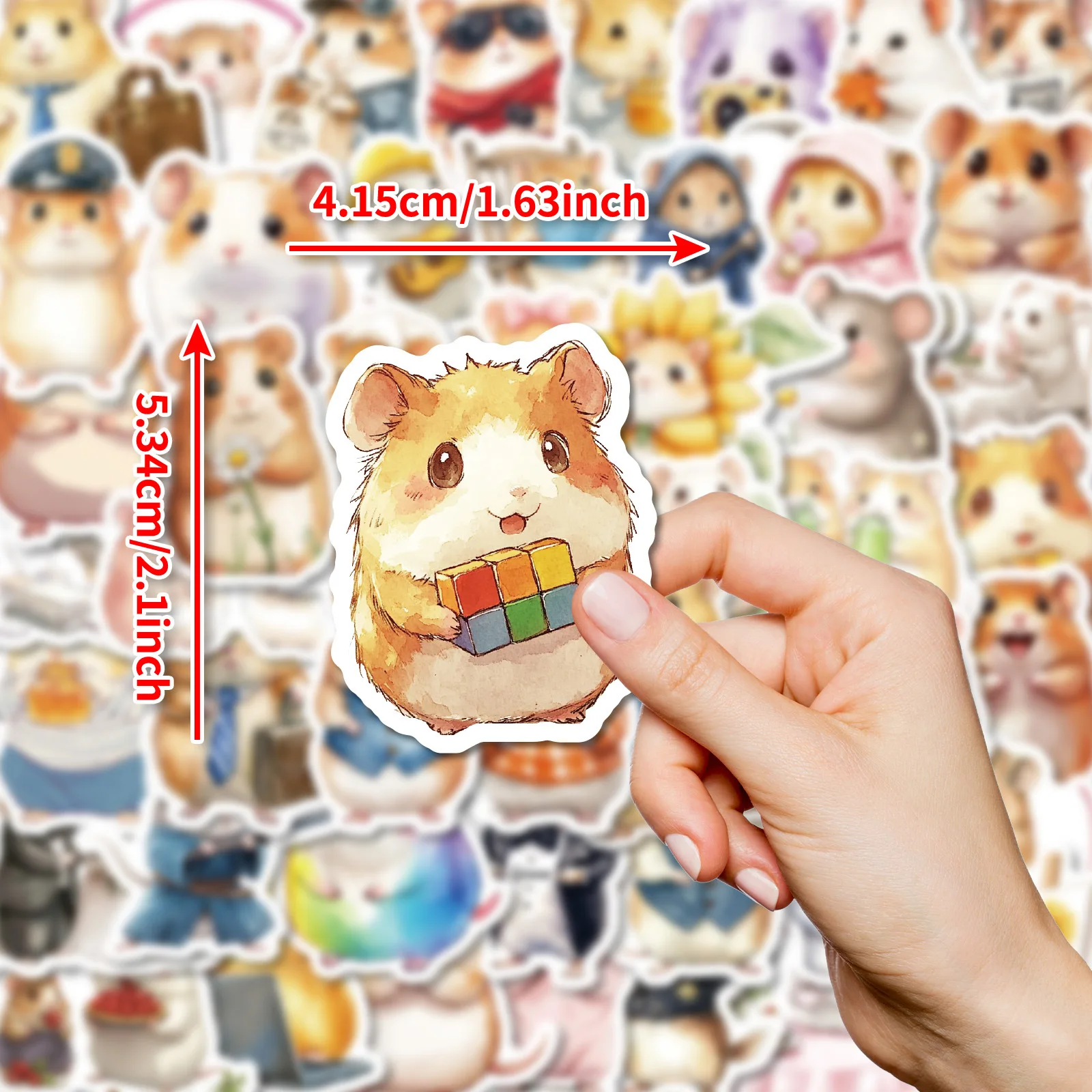 10/50 Stuks Schattige Handgeschilderde Hamster Doodle Stickers Versierde Notebook Dagboek Cup Koffer Gitaar Klassiek Speelgoed Waterdicht Pvc Sticker